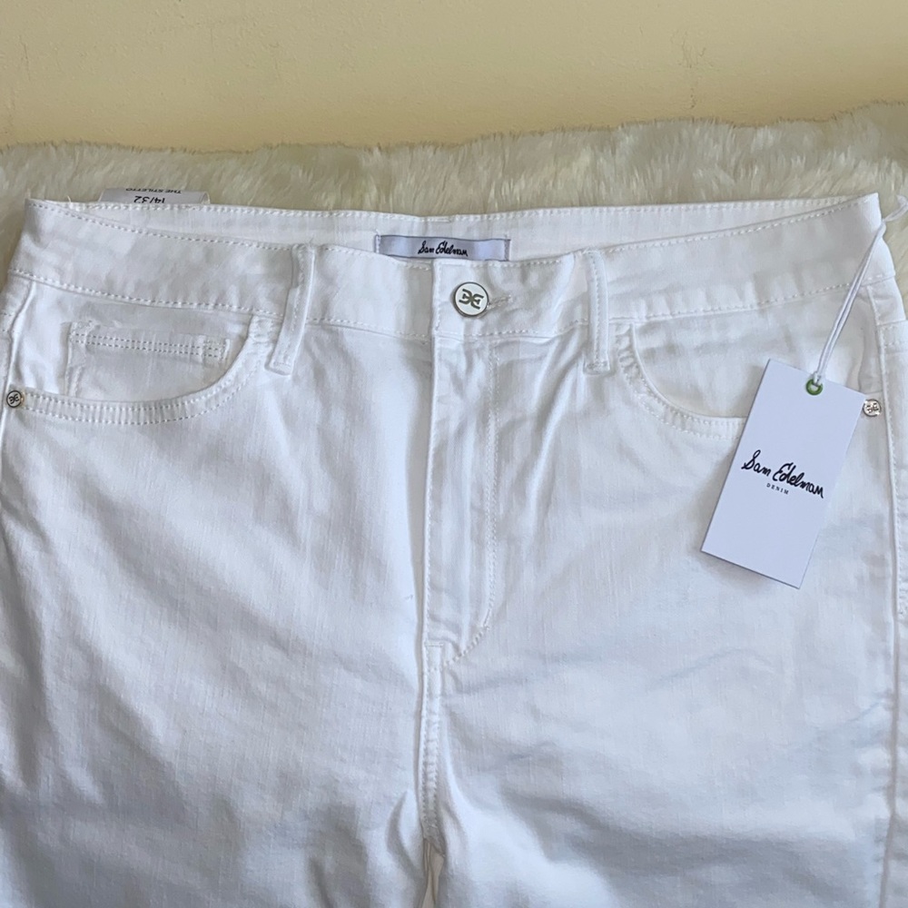 Sam Edelman White Stiletto Ankle Jean Size 32/14 White - Picture 3 of 7